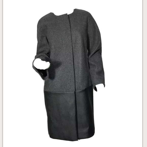 J.Crew collarless coat w/faux leather panel Size 6 - Picture 1 of 8